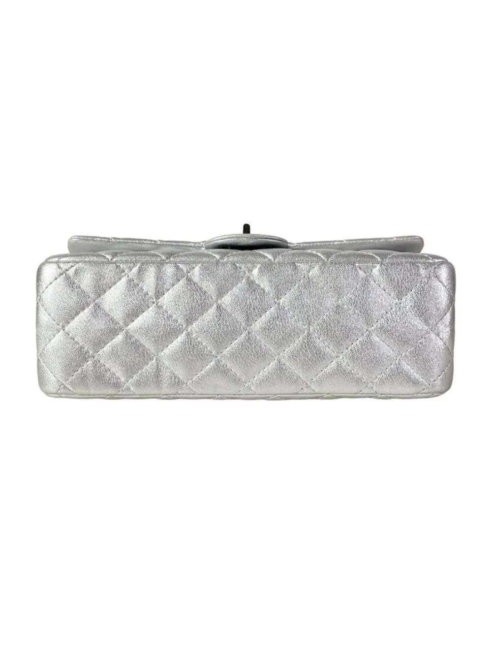 Chanel Shoulder Bag 2.55 Double Flap Quilted Silver Lambskin